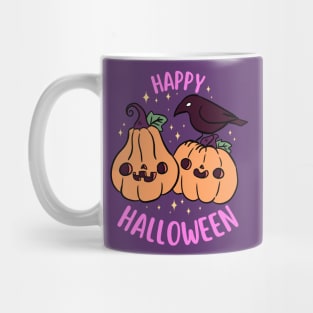 Happy halloween a Cute pumpkin friend with a crow Mug